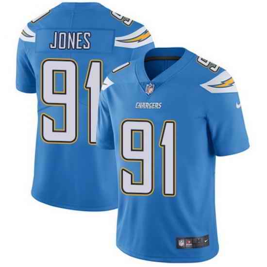 Nike Chargers #91 Justin Jones Electric Blue Alternate Mens Stitched NFL Vapor Untouchable Limited Jersey